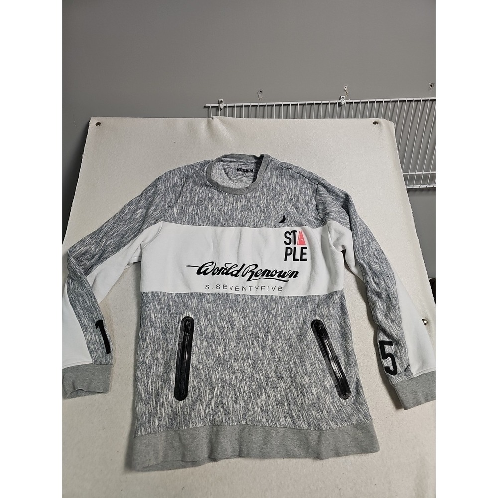 Staple World Renown Pigeon Brand Heather Grey Colorblock Zip Sweatshirt XL